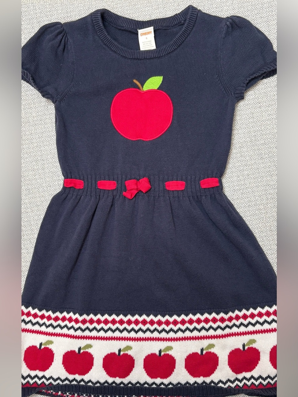 Gymboree Girls’ Navy Apple Knit Dress, Size 6